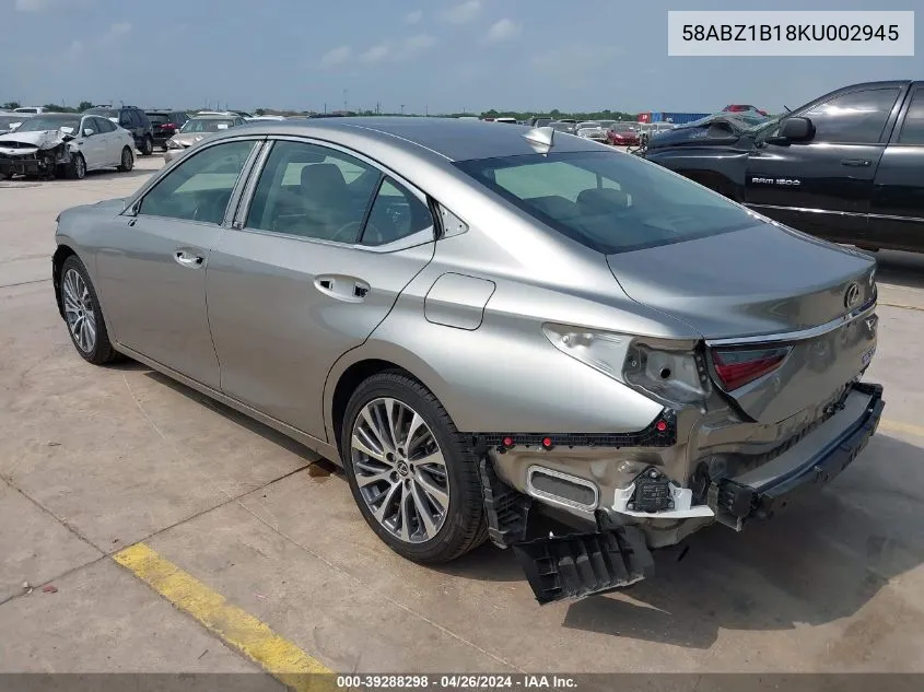 2019 Lexus Es 350 Luxury VIN: 58ABZ1B18KU002945 Lot: 39288298