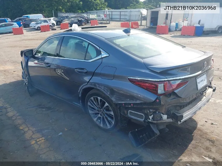 2019 Lexus Es 300H VIN: JTHB21B10K2036968 Lot: 39483666