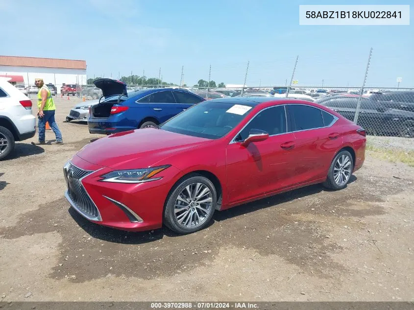 2019 Lexus Es 350 Luxury VIN: 58ABZ1B18KU022841 Lot: 39702988