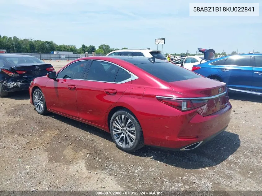 2019 Lexus Es 350 Luxury VIN: 58ABZ1B18KU022841 Lot: 39702988