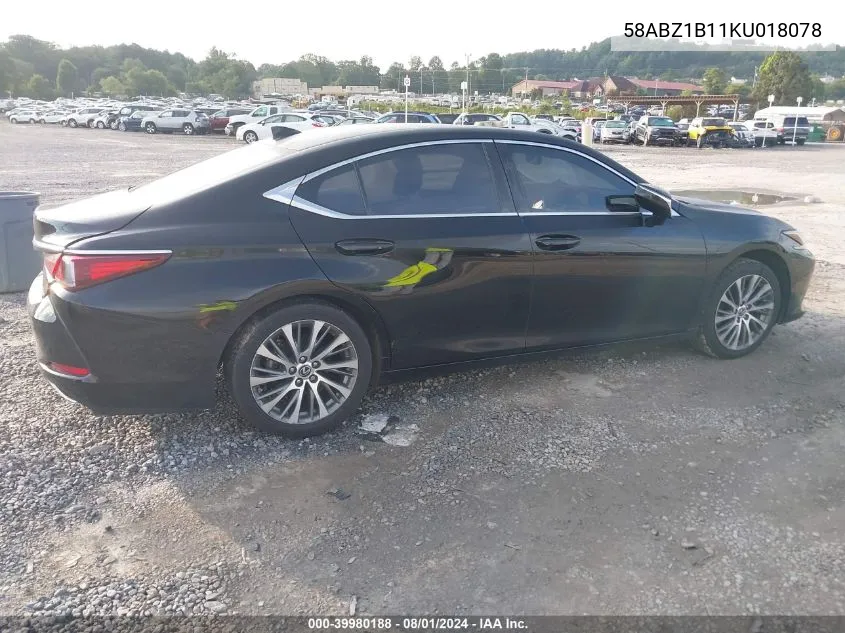 2019 Lexus Es 350 VIN: 58ABZ1B11KU018078 Lot: 39980188