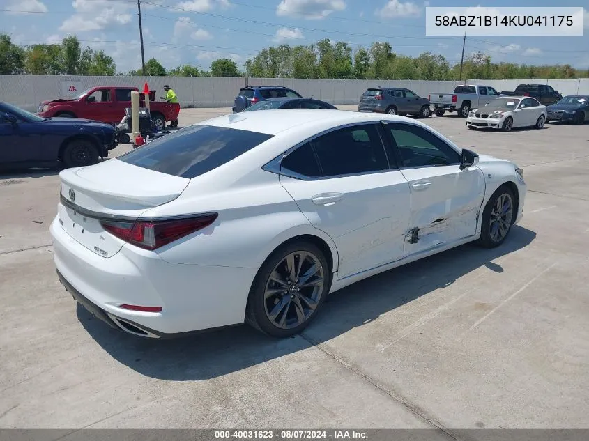 2019 Lexus Es 350 F Sport VIN: 58ABZ1B14KU041175 Lot: 40031623