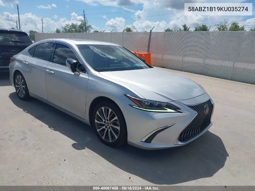 2019 Lexus Es 350 Luxury VIN: 58ABZ1B19KU035274 Lot: 40067458