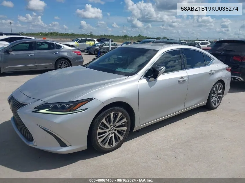 2019 Lexus Es 350 Luxury VIN: 58ABZ1B19KU035274 Lot: 40067458