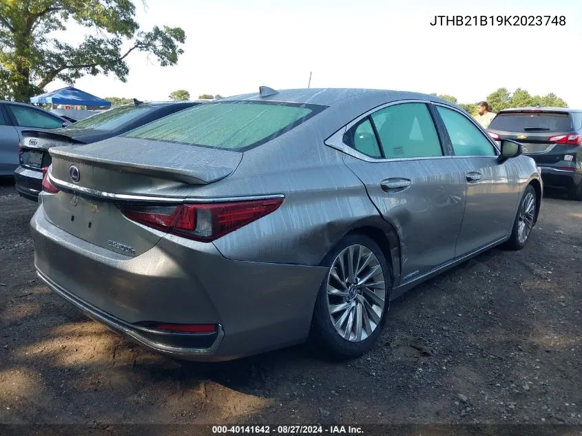 2019 Lexus Es 300H Luxury VIN: JTHB21B19K2023748 Lot: 40141642