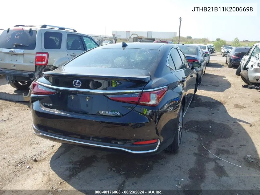 2019 Lexus Es 300H VIN: JTHB21B11K2006698 Lot: 40176863