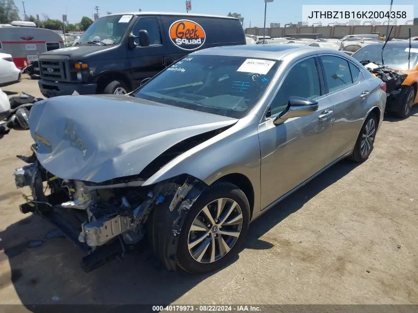 2019 Lexus Es 350 VIN: JTHBZ1B16K2004358 Lot: 40179973