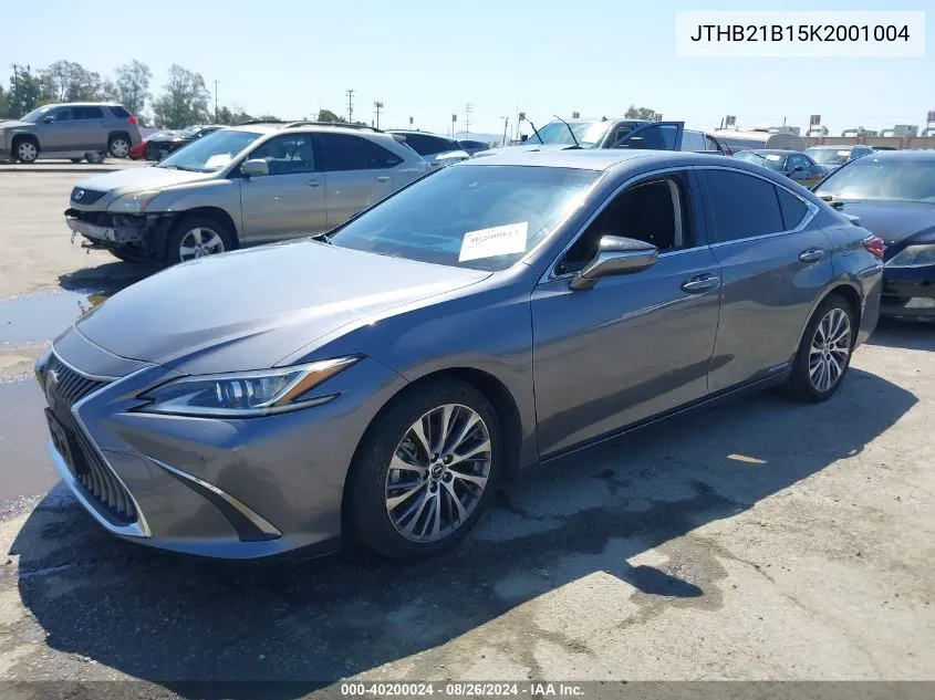 2019 Lexus Es 300H VIN: JTHB21B15K2001004 Lot: 40200024