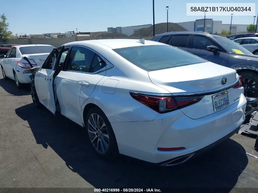 2019 Lexus Es 350 VIN: 58ABZ1B17KU040344 Lot: 40216998