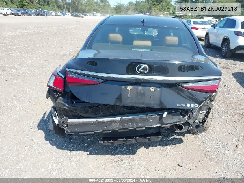 2019 Lexus Es 350 VIN: 58ABZ1B12KU029218 Lot: 40218995