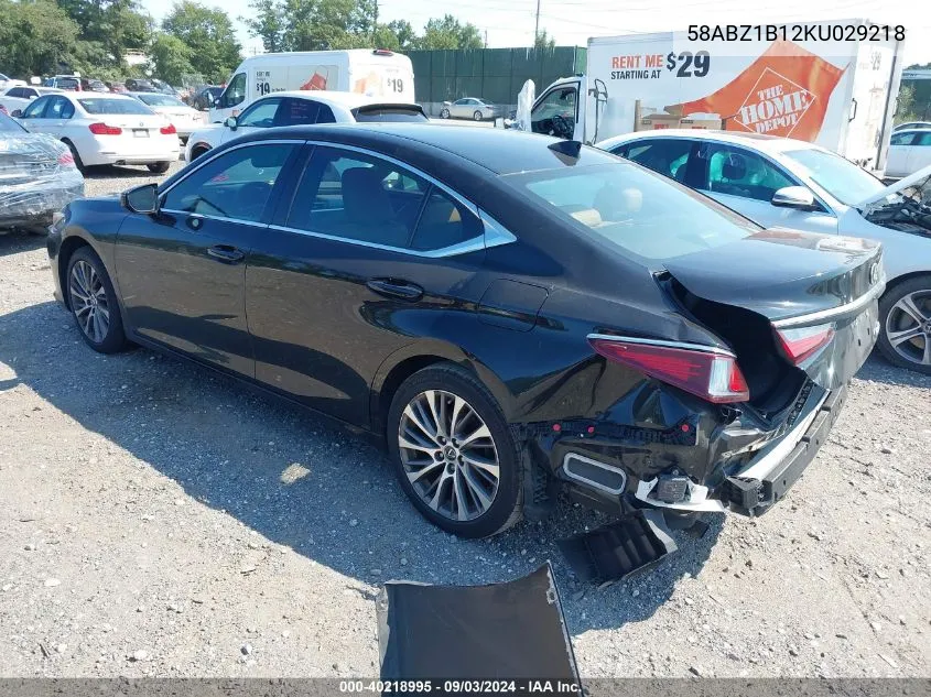 2019 Lexus Es 350 VIN: 58ABZ1B12KU029218 Lot: 40218995