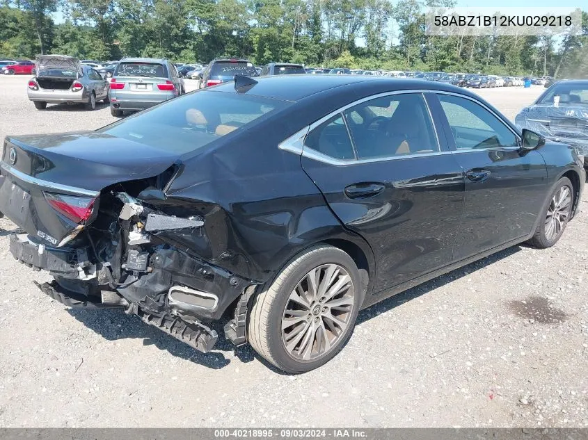 2019 Lexus Es 350 VIN: 58ABZ1B12KU029218 Lot: 40218995