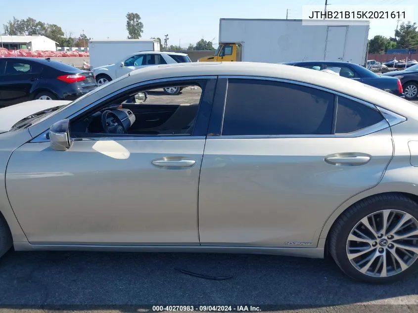 JTHB21B15K2021611 2019 Lexus Es 300H