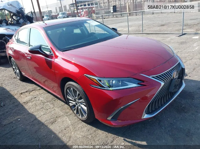 2019 Lexus Es 300H VIN: 58AB21B17KU002858 Lot: 40294024