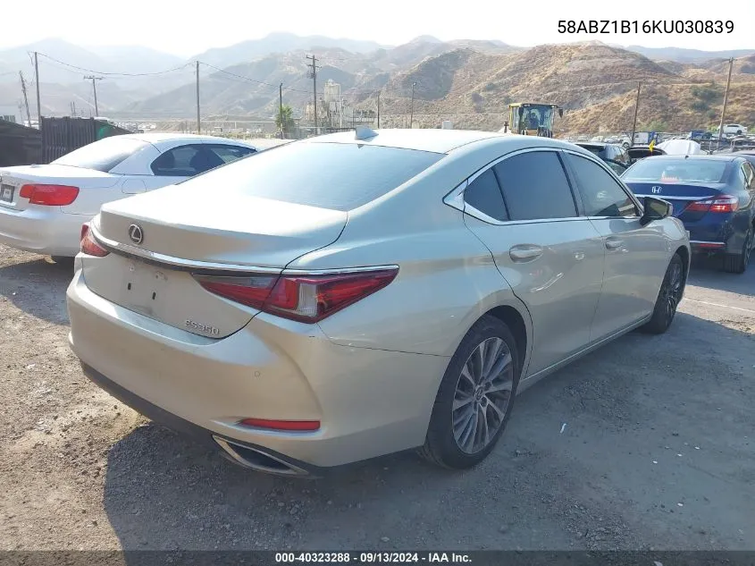 2019 Lexus Es 350 VIN: 58ABZ1B16KU030839 Lot: 40323288