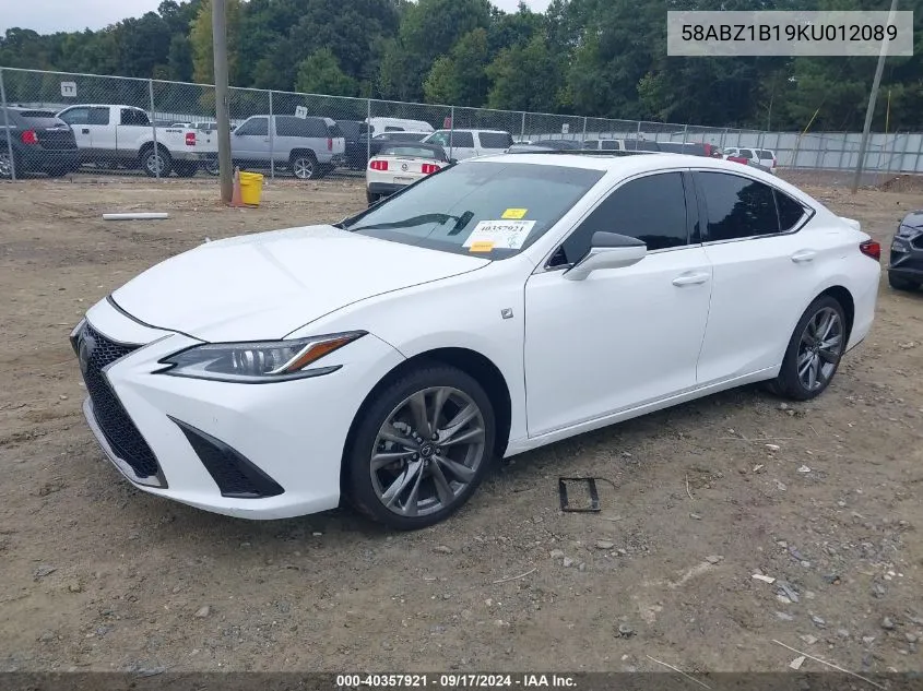 58ABZ1B19KU012089 2019 Lexus Es 350 F Sport