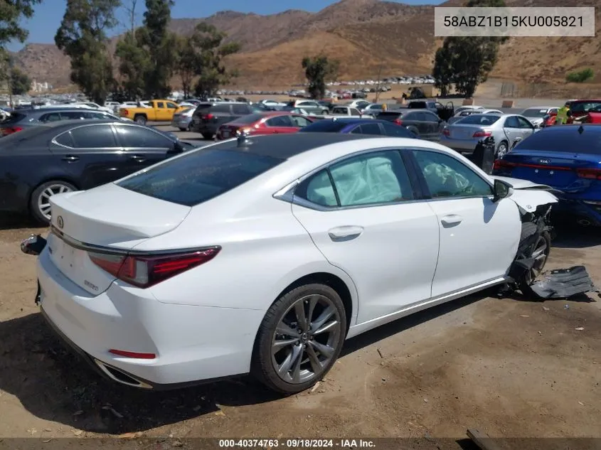 2019 Lexus Es 350 F Sport VIN: 58ABZ1B15KU005821 Lot: 40374763