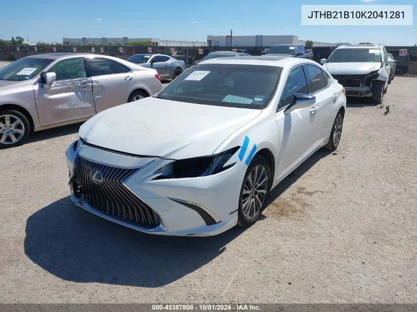 2019 Lexus Es 300H VIN: JTHB21B10K2041281 Lot: 40387808