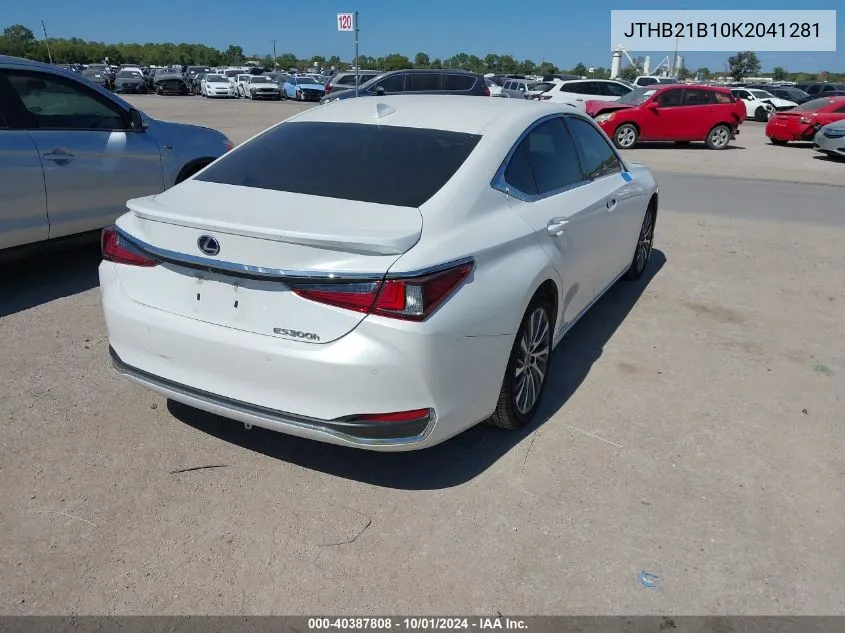 2019 Lexus Es 300H VIN: JTHB21B10K2041281 Lot: 40387808