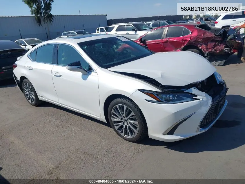 58AB21B18KU002786 2019 Lexus Es 300H