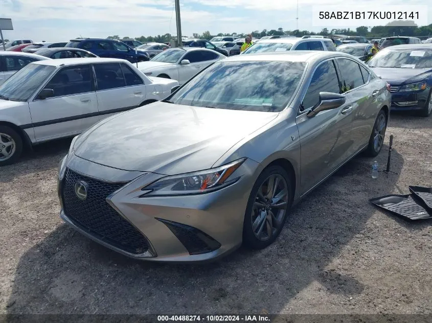 2019 Lexus Es 350 F Sport VIN: 58ABZ1B17KU012141 Lot: 40488274