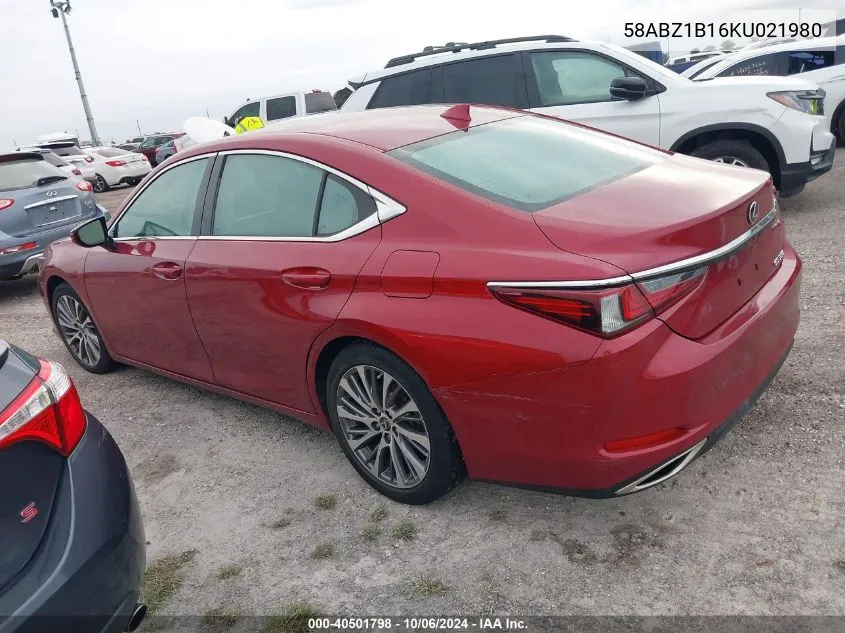 2019 Lexus Es 350 VIN: 58ABZ1B16KU021980 Lot: 40501798