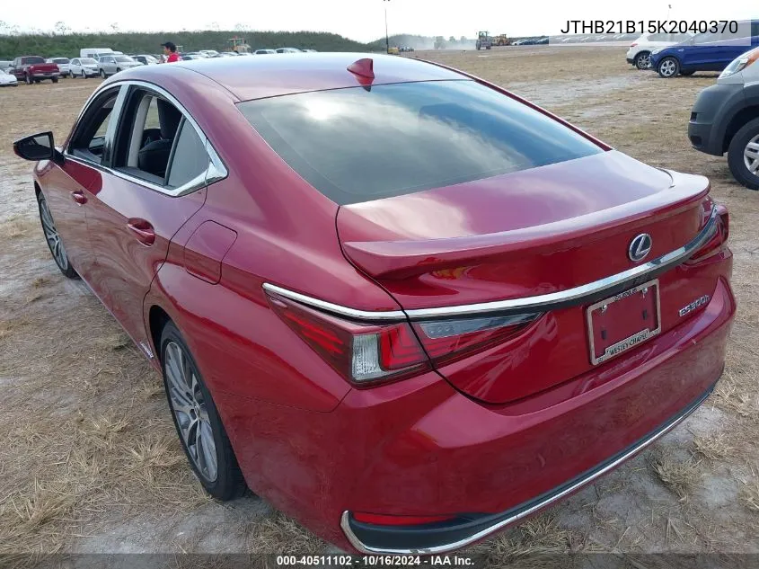 2019 Lexus Es 300H VIN: JTHB21B15K2040370 Lot: 40511102