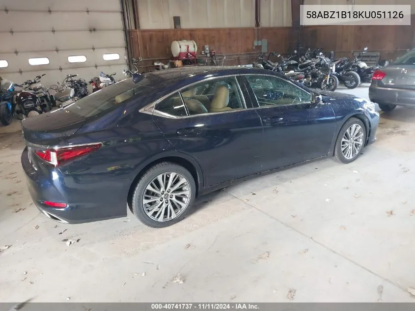 2019 Lexus Es 350 VIN: 58ABZ1B18KU051126 Lot: 40741737