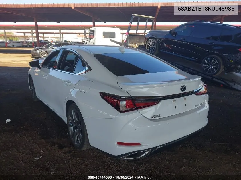 2019 Lexus Es 350 F Sport VIN: 58ABZ1B18KU048985 Lot: 40744596