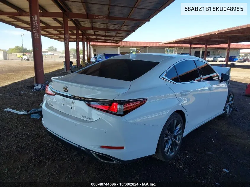 2019 Lexus Es 350 F Sport VIN: 58ABZ1B18KU048985 Lot: 40744596