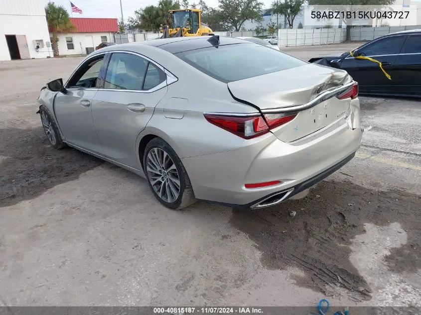 2019 Lexus Es 350 Luxury VIN: 58ABZ1B15KU043727 Lot: 40815187