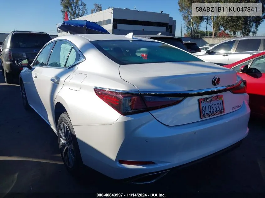 2019 Lexus Es 350 VIN: 58ABZ1B11KU047841 Lot: 40843997