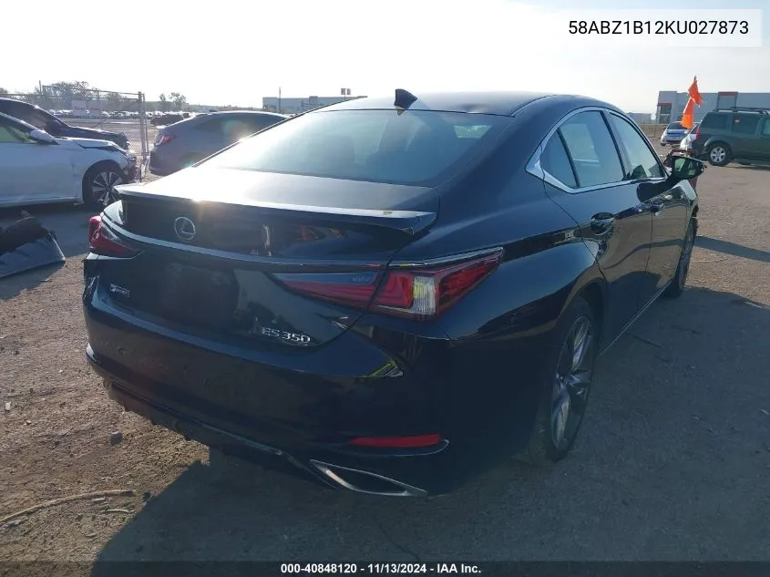 2019 Lexus Es 350 F Sport VIN: 58ABZ1B12KU027873 Lot: 40848120