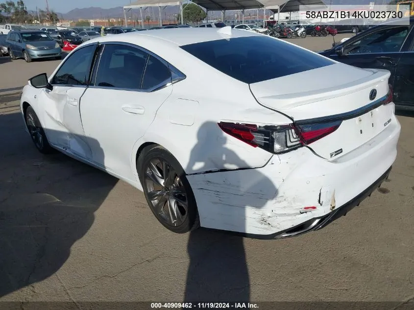 2019 Lexus Es 350 F Sport VIN: 58ABZ1B14KU023730 Lot: 40909462