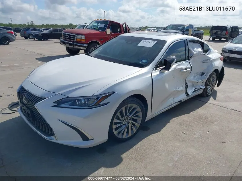 2020 Lexus Es 300H Luxury VIN: 58AE21B13LU011670 Lot: 39977477