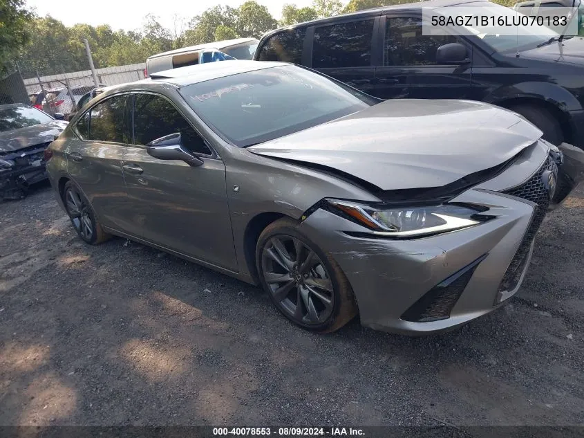 2020 Lexus Es 350 F Sport VIN: 58AGZ1B16LU070183 Lot: 40078553