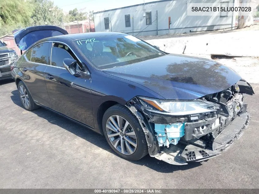 2020 Lexus Es 300H VIN: 58AC21B15LU007028 Lot: 40190947