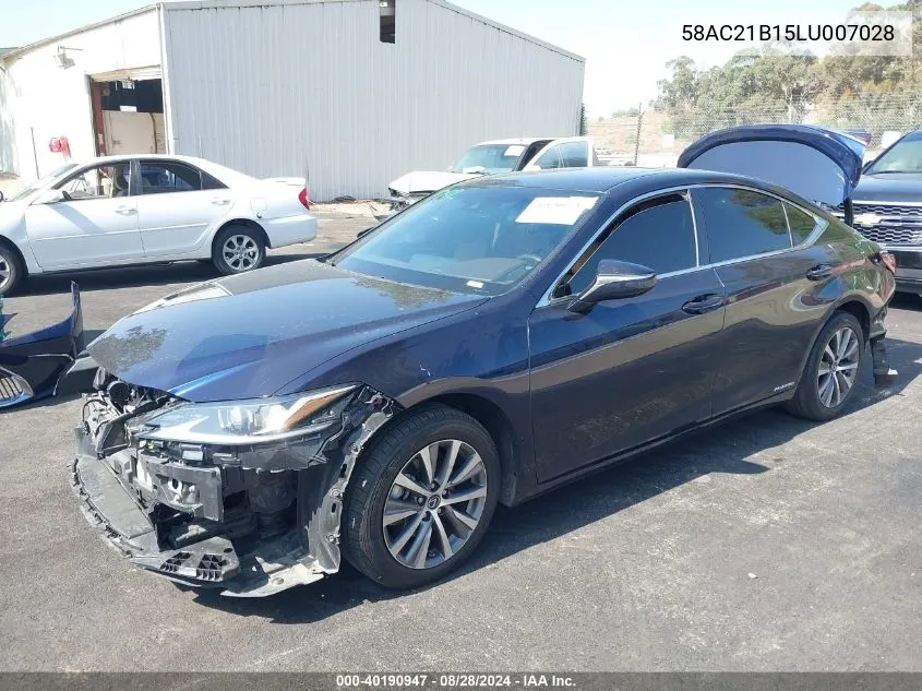 2020 Lexus Es 300H VIN: 58AC21B15LU007028 Lot: 40190947