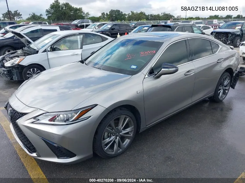 2020 Lexus Es 350 F Sport VIN: 58AGZ1B14LU081005 Lot: 40270208