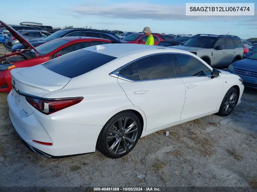 2020 Lexus Es 350 F Sport VIN: 58AGZ1B12LU067474 Lot: 40491369