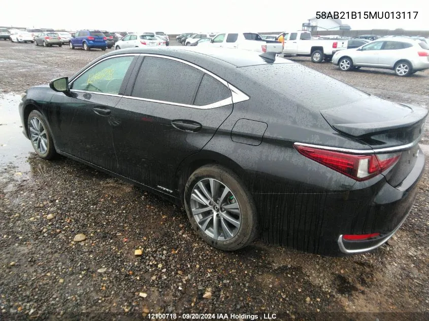 2021 Lexus Es 300H 300H VIN: 58AB21B15MU013117 Lot: 12100718