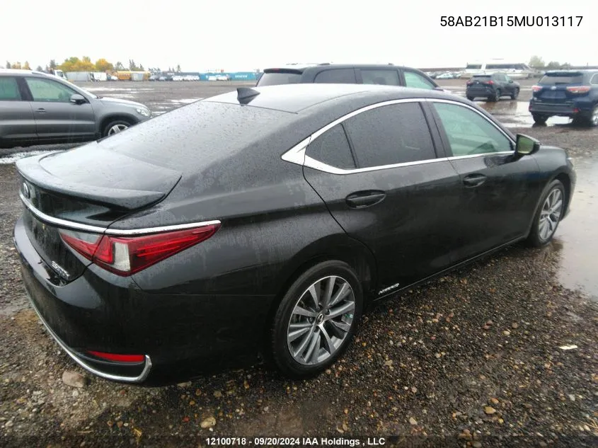 2021 Lexus Es 300H 300H VIN: 58AB21B15MU013117 Lot: 12100718