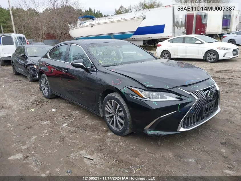 2021 Lexus Es 250 VIN: 58AB11D14MU007387 Lot: 12158521