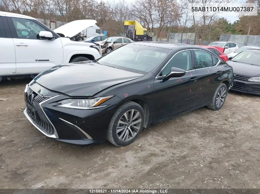 2021 Lexus Es 250 VIN: 58AB11D14MU007387 Lot: 12158521