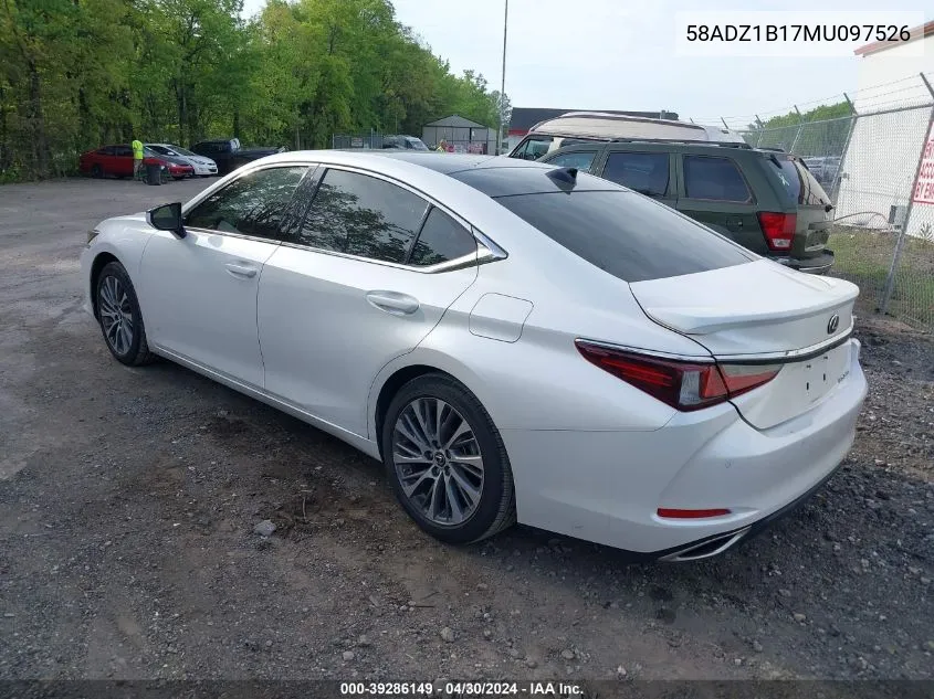 2021 Lexus Es 350 VIN: 58ADZ1B17MU097526 Lot: 39286149