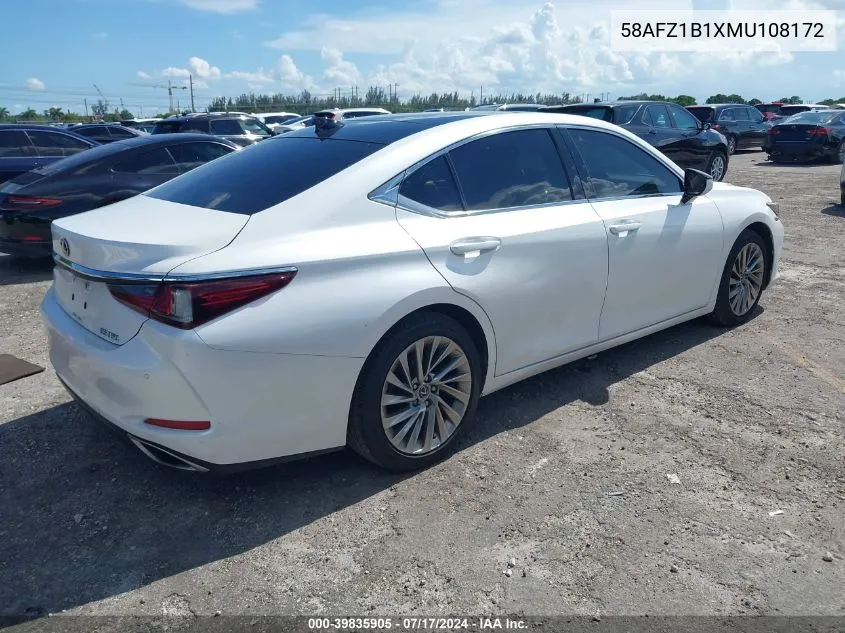 2021 Lexus Es 350 Ultra Luxury VIN: 58AFZ1B1XMU108172 Lot: 39835905