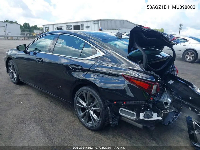 2021 Lexus Es 350 F Sport VIN: 58AGZ1B11MU098880 Lot: 39914103