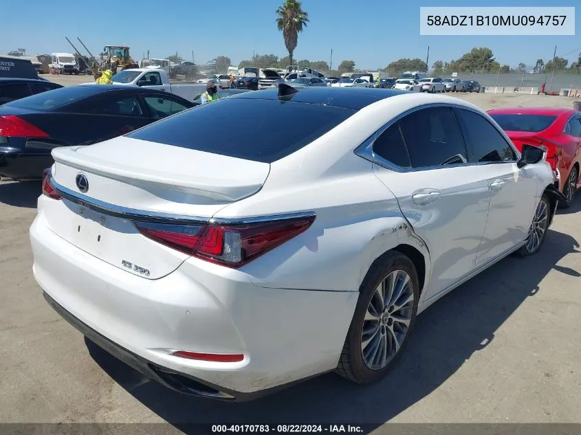 2021 Lexus Es 350 VIN: 58ADZ1B10MU094757 Lot: 40170783