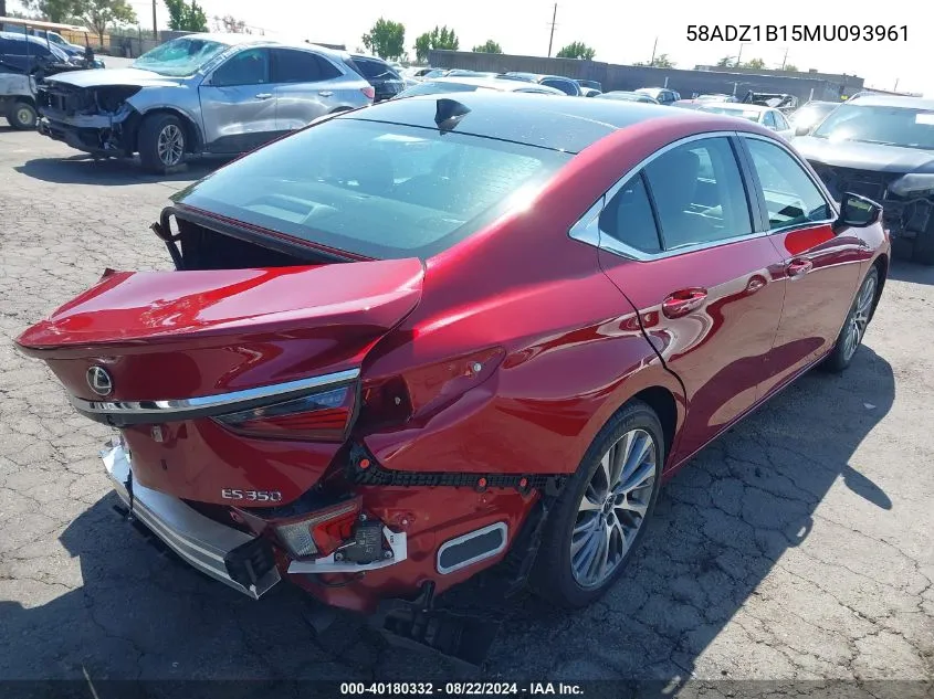 2021 Lexus Es 350 VIN: 58ADZ1B15MU093961 Lot: 40180332