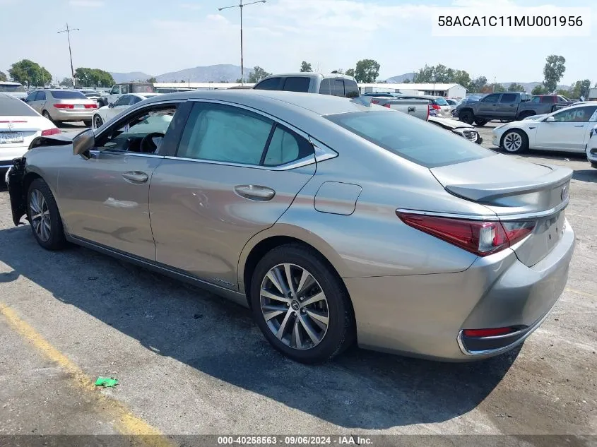 2021 Lexus Es 300H VIN: 58ACA1C11MU001956 Lot: 40258563